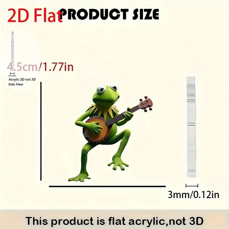 قطعة واحدة من أقراط سيدة الضفدع المسطحة من الأكريليك تتحدث عن الجيتار، أقراط بتصميم إبداعي على شكل حيوانات مع خلايا موسيقية، هدية