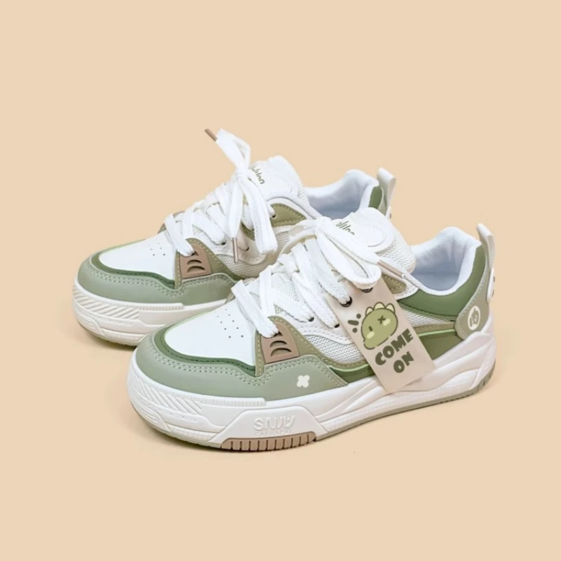 Sweet Young Girl Casual Sports Shoes Korea All-match Ventilate Flats Shoe Thick Bottom Lace-up Women Y2k Bread Shoes