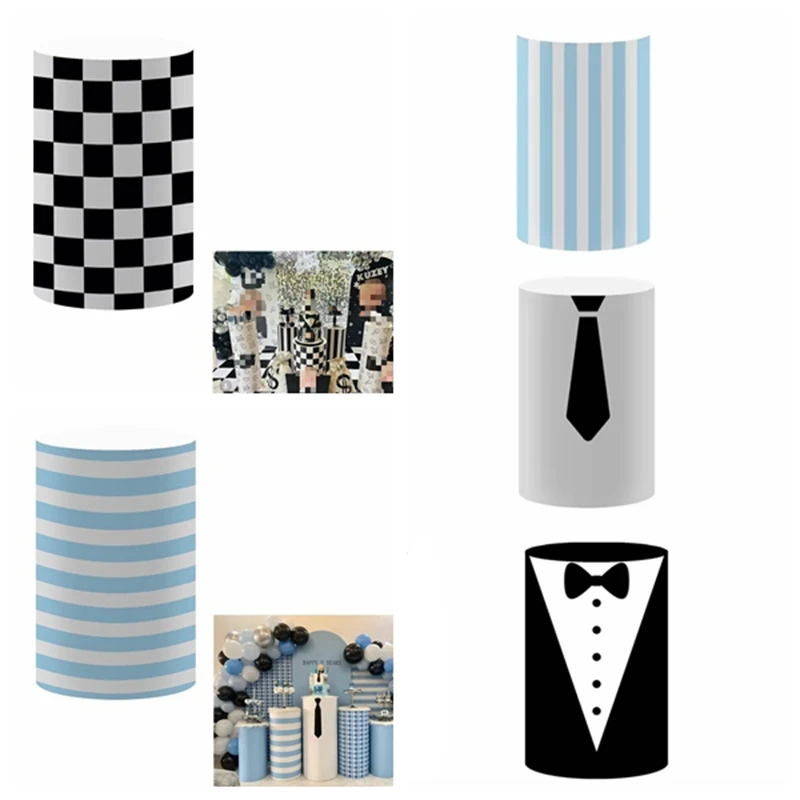 

Boss suit cylindrical background cover black bow striped beard baby shower children birthday party photography background props