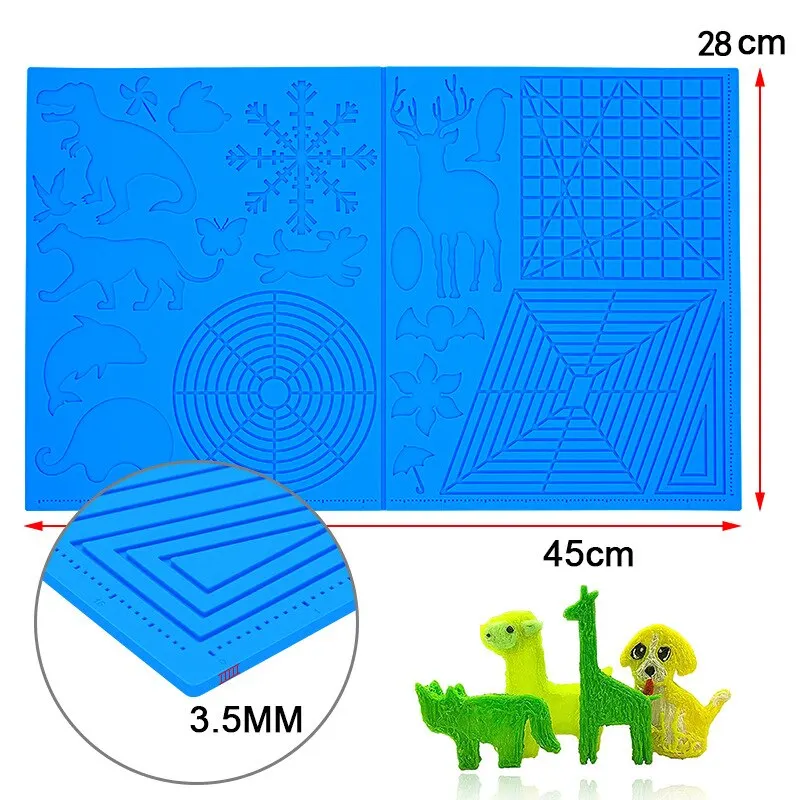 3D Printing Pen Silicone Pad Basic Template 3D Pen Drawing Template Geometric Patterns Of Animals Plants Christmas Gift For Kids