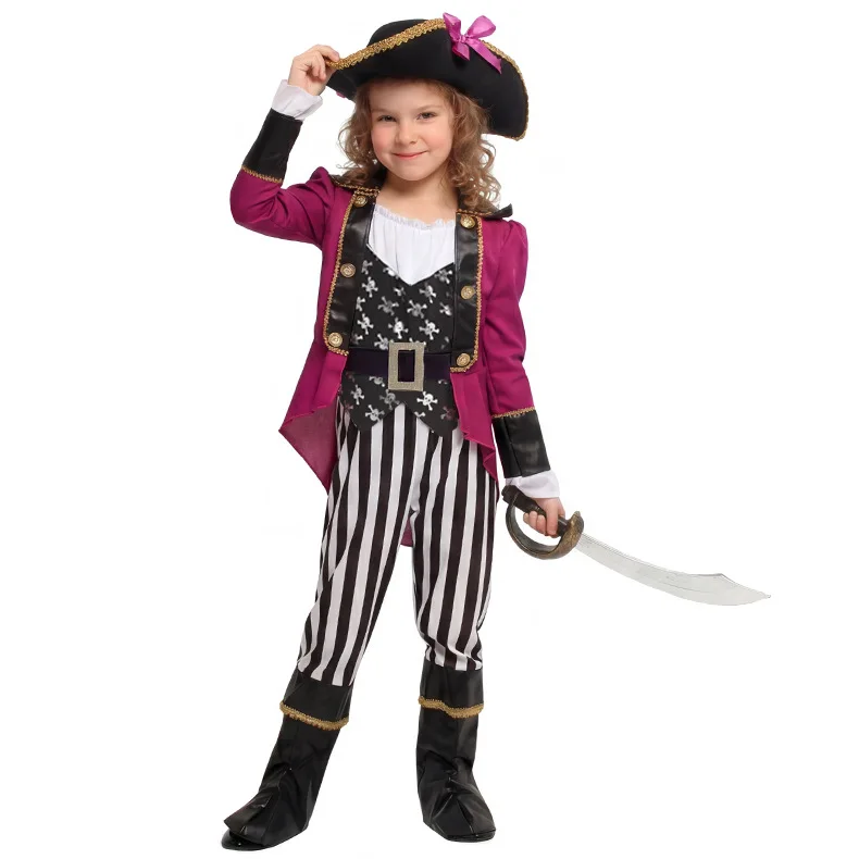

Kids Pirate Costume Boys Girls Buccaneer Corsair Outfit Halloween Purim Birthday Party Cosplay Fancy Dress Up Fantasia Clothes