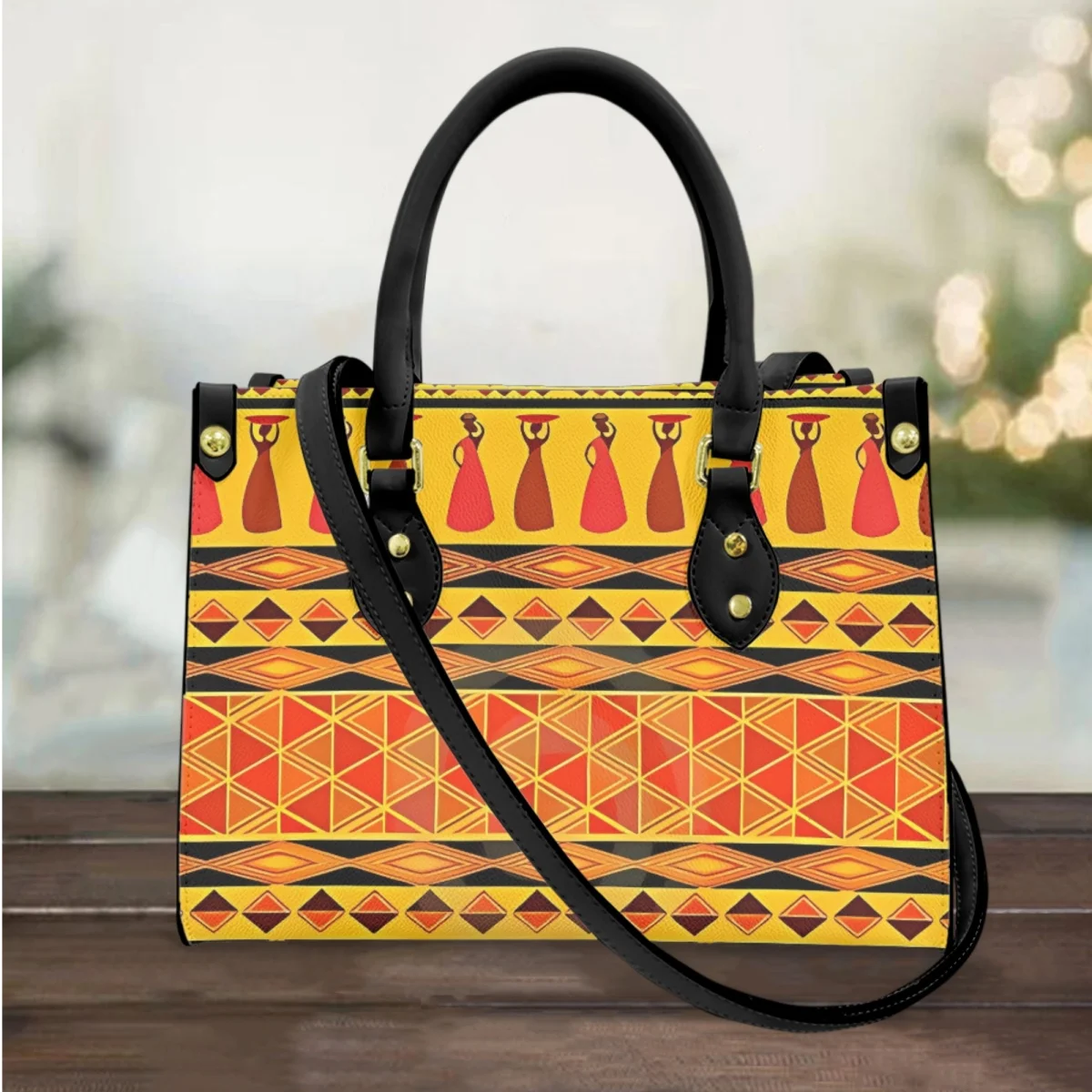 

FORUDESIGNS Women Handbags Vintage Shoulder Bags African Tribal Pattern Fashion Totes Bags Ladies Leather Messenger Bags Bolsas