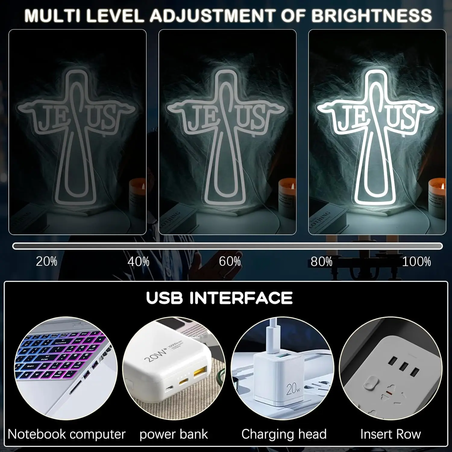 LED Neon Sign Cross Neon Sign Wall Decor for Home Wedding Party Meditation Religious Event Christmas Easter Gift for Friend