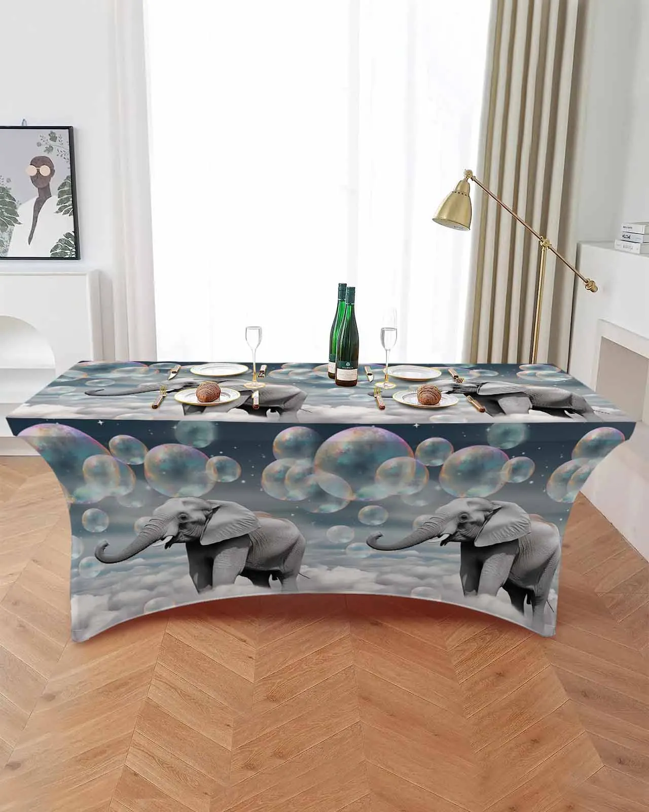 Elephant Dream Bubble  Elastic Table Skirt Wedding Birthday Table Decoration Table Skirt Tablecloth for Party