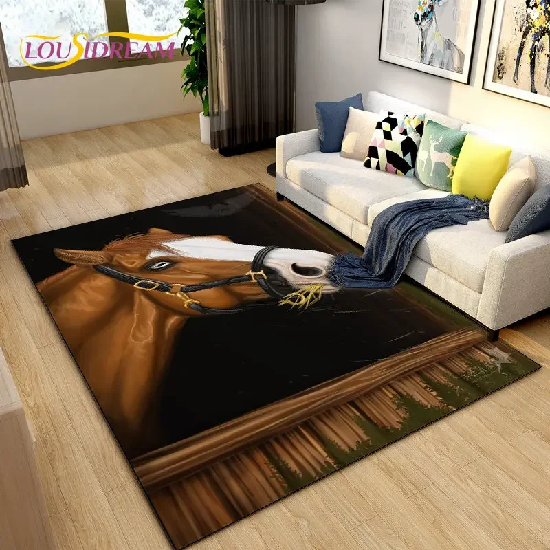 3D Light Luxury Modern Horse Area Rug Large,Carpet Rug for Living Room Bedroom Sofa,Kitchen Bathroom Doormat Non-slip Floor Mat - view 5