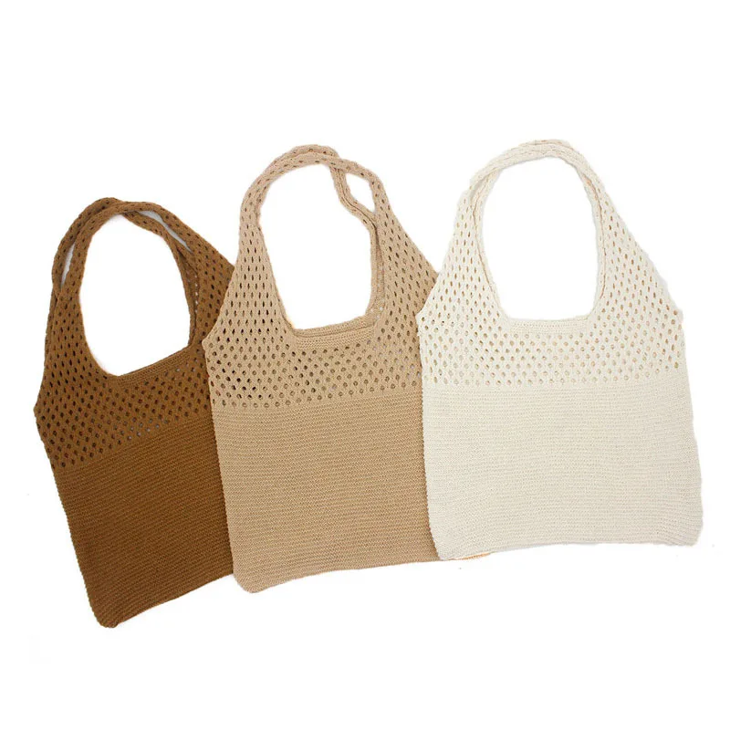 Crochet Bags for Women, Mesh Beach Tote Bag Hobo Shoulder Bag Handbags Aesthetic Knitting Summer Bag Vacation 2024