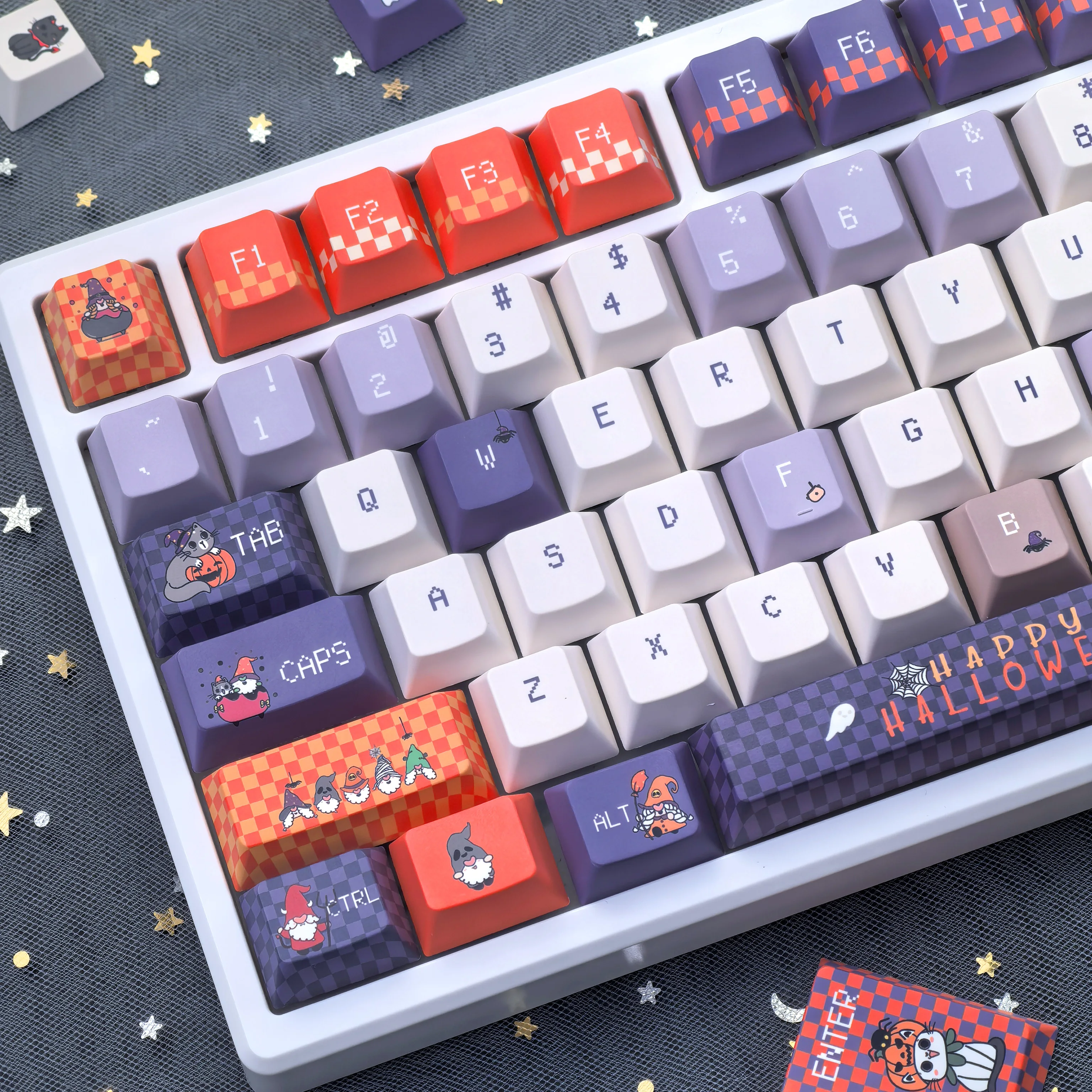 Halloween Keycaps For A Trick-Or-Treaters Theme Cherry Pbt 3 Ansi Iso Layout And Custom Keyboard Keycaps For Diy.