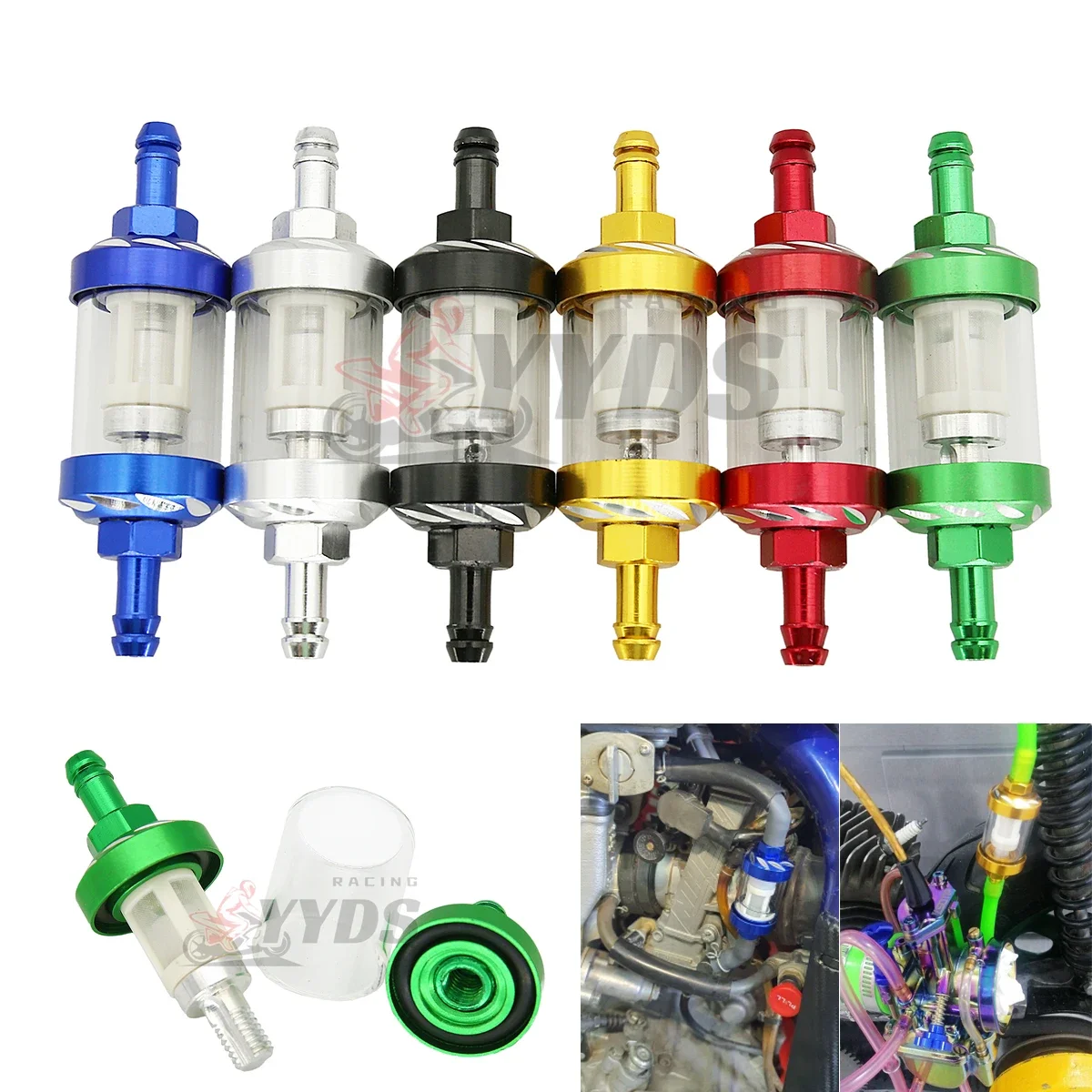 

8mm CNC Motorcycle Gas Fuel Gasoline Oil Filter Moto Accessories For ATV Pit Bike Car Motorcycle Oil Cup Universal Accessories