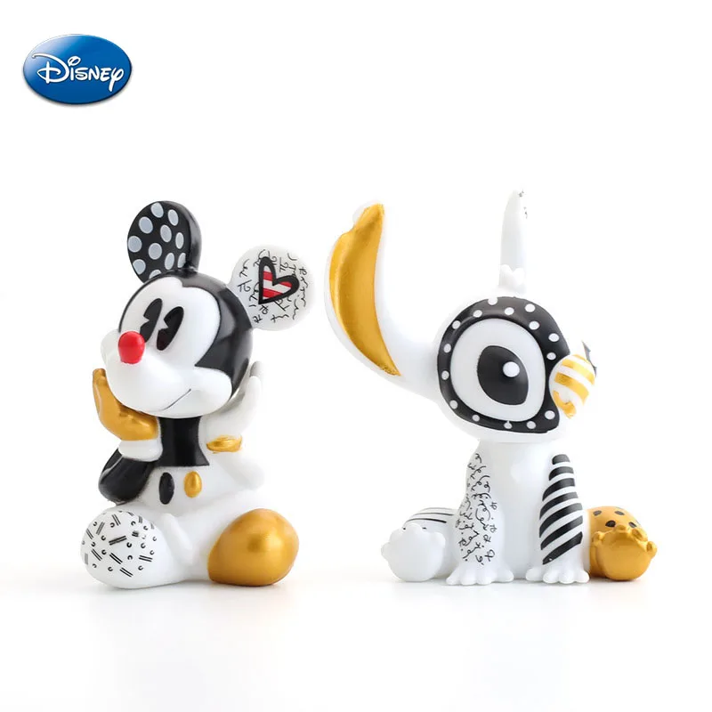 Anime Stitch Mickey Mouse Action Figure Black Gold Stitch Cartoon Model Doll Figurine Car Home Party DIY Decorations Kids Toys