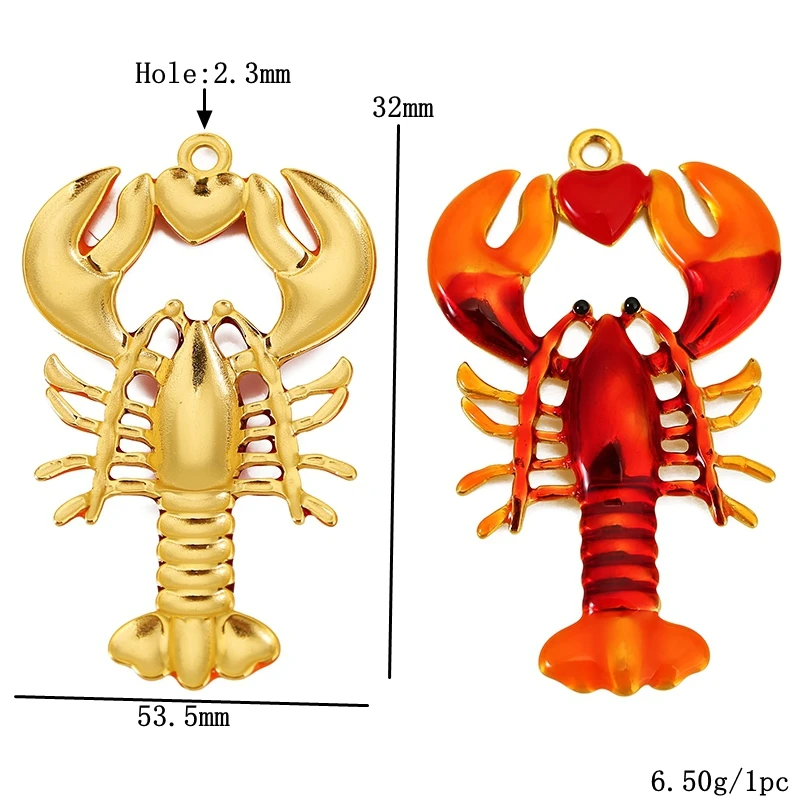 2pcs/lot Stainless Steel Colorful Enamel Lobster/Snail Charms Pendants for DIY Bracelets Jewelry Earrings Making Accessories view 2