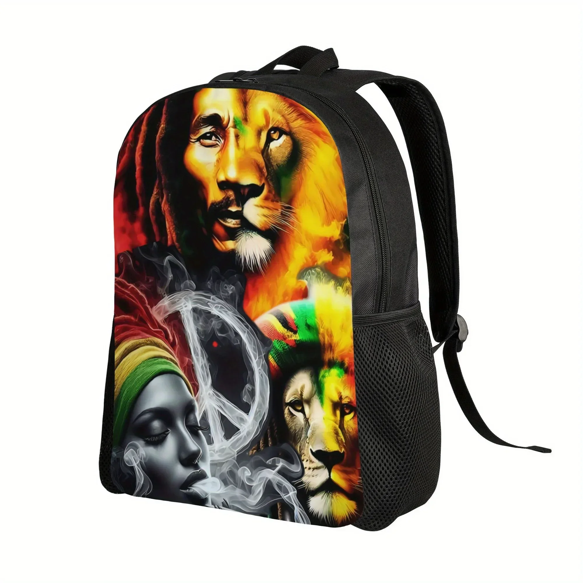 Custom Bag BIIHUDU Rasta Lion Of Judah Backpack - Rastafarian Colors, Spacious Travel & With Iconic Lion Of Judah Print, For Col