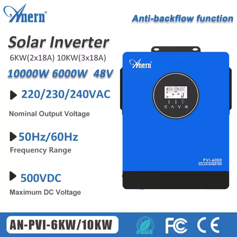 10000W 6000W Solar Inverter MPPT 10KW 6KW Solar Charger Pure Sine Wave Off-Grid On-Grid 6000W For 220VAC PV 500VDC