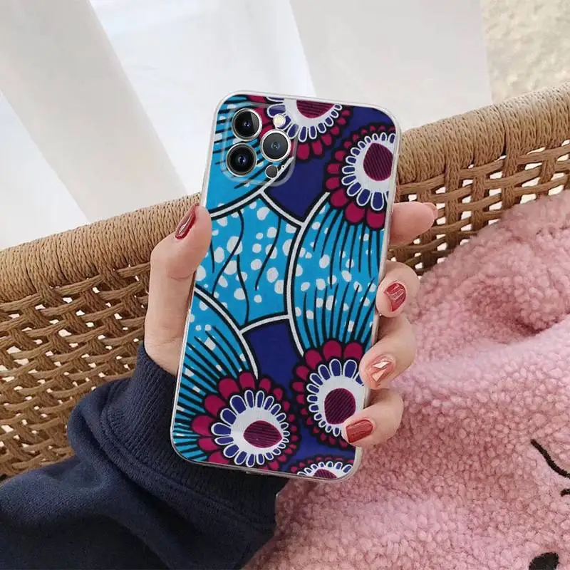 African Wax Fabric Phone Case For iPhone 14 13 12 Mini 11 Pro XS Max X XR SE 6 7 8 Plus Soft Silicone Cover