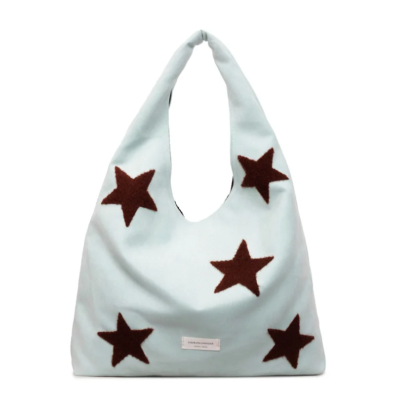 

Korean-style star-embroidered tote bag for women2026New trendy large-capacity shoulder underarm bag, niche versatile commuter ba