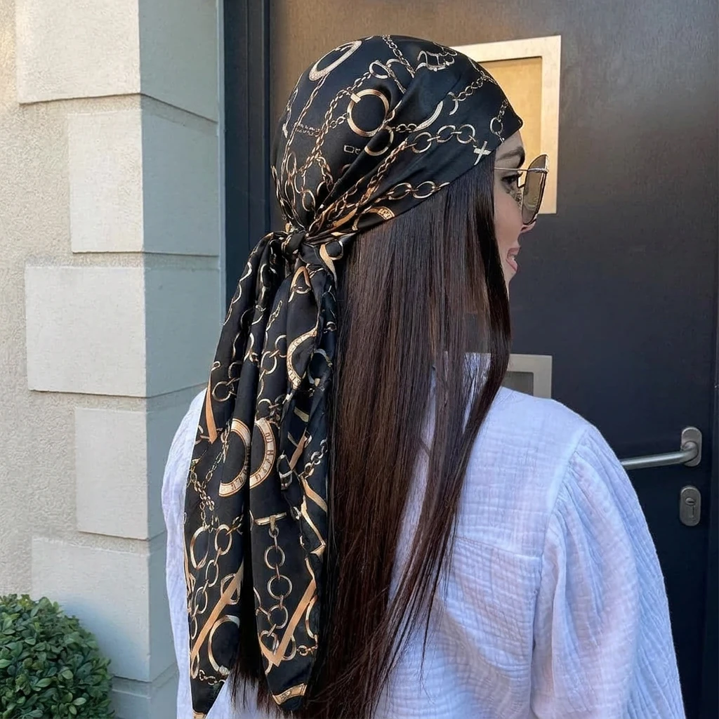 90cm Satin Square Scarf Women  - Scarf Silk Square 评论和价格