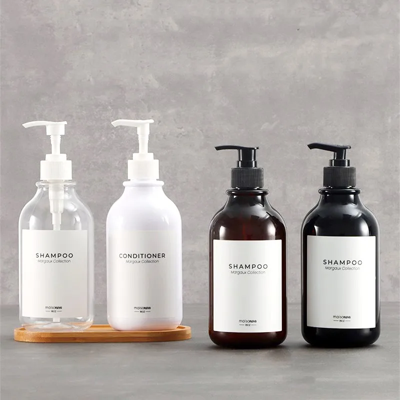 300ml/500ml Shampoo Conditioner Bottles with Pump Lotion Soap Bathroom Dispenser Bottles Container Empty Refillable Bottles