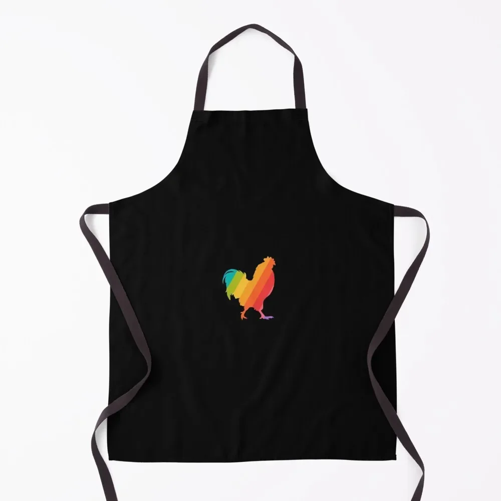 Gay Rooster on Black Background Apron Cooking Kitchen New 2022 Year Kitchen For Man Apron