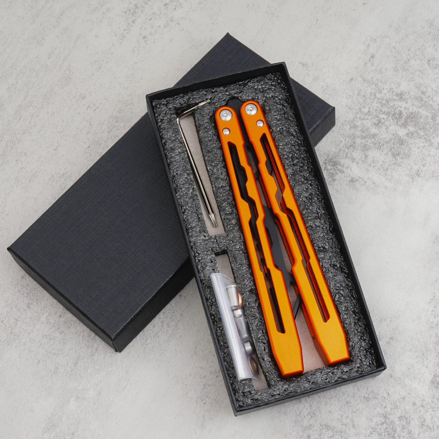  Portable Folding BALISONG Trainer, Aluminum alloy Pocket Practice Training Tool, No blade, practice using it