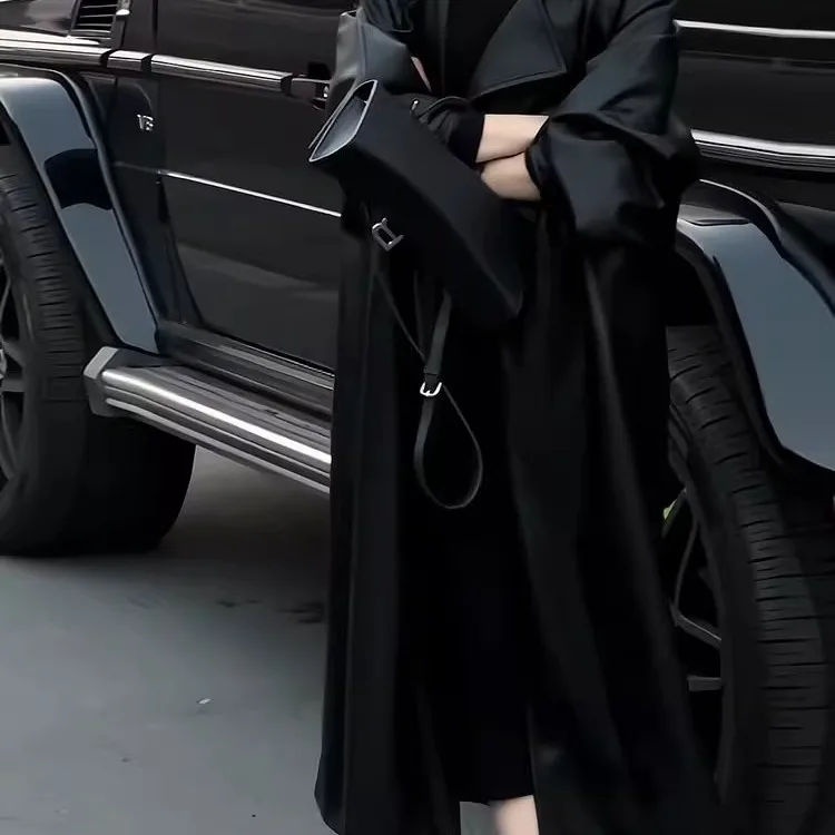 

Модное кожаное пальто женское свободного кроя средней длины, осенне-зимнее, новое, в корейском стиле, качественная верхняя одежда, ветровка