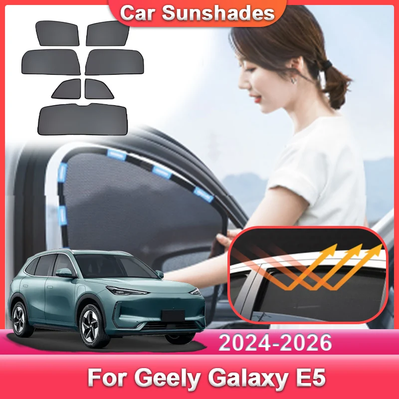 

Автомобильный сетчатый солнцезащитный козырек для Geely EX5 Galaxy E5 Proton e.MAS 7 2024 2025 2026, блокирующие свет шторы, конфиденциальность, блокирующие УФ-излучение, автозапчасти