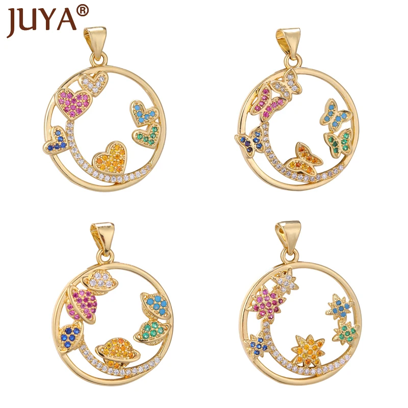 

Hollow Colorful Rhinestone Charms Pendant Fashion Cubic Zirconia Charms For Jewelry Making DIY Necklace Supplies