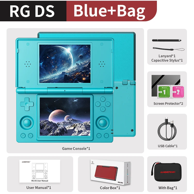 ANBERNIC RG DS Handheld gameconsole RK3568 64-bit 4 "IPS Multi-touchscreen Android 4000mAh Dual-screen Flip Video Games Speler