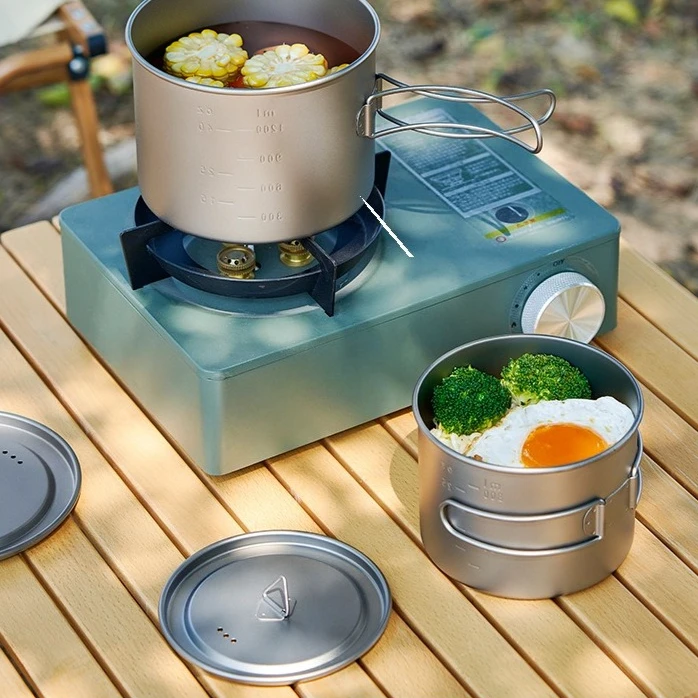 Outdoor Camping Tableware Set Titanium Bowl Sierra Cup Portable Stackable Bowls Picnic Rice Bowl
