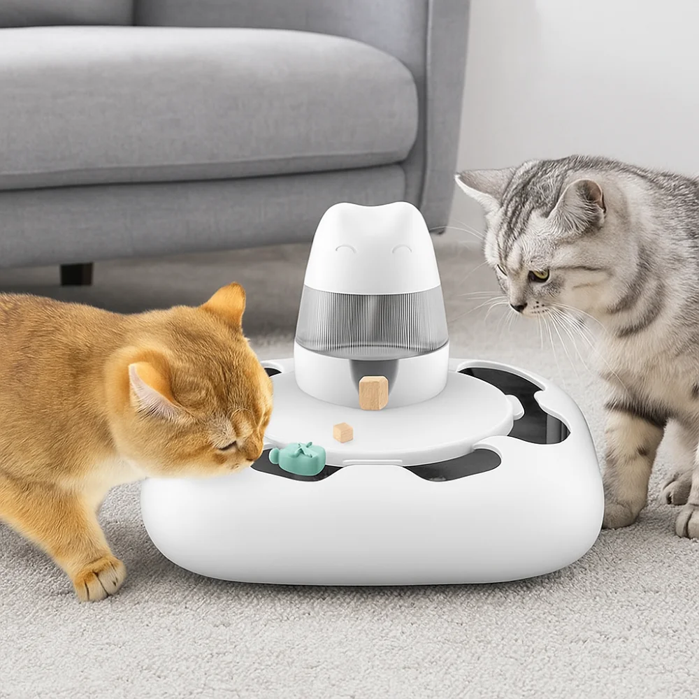 

Electric Cat Treat Dispenser Toy Roller Track Rounded Cat Teasing Toys Rotating USB Charging Smart Cat Trap Toy