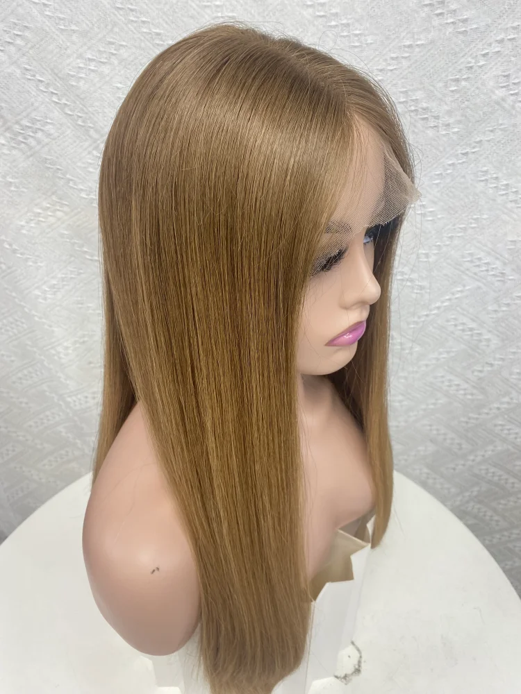100% Virgin Human Hair Jewish Wig HD Transparent Lace 22 Inches Long Straight Texture Ombre Color Full Volume L Size Kosher Hair