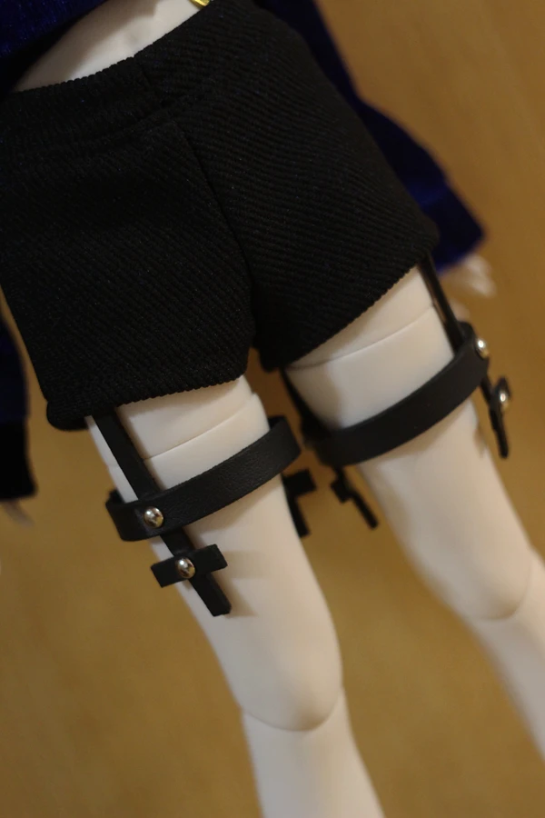 D04-A621 handmade toy 1/4 MSD Doll BJD/SD doll Accessories clothes black color studded suspender shorts pants 1pcs
