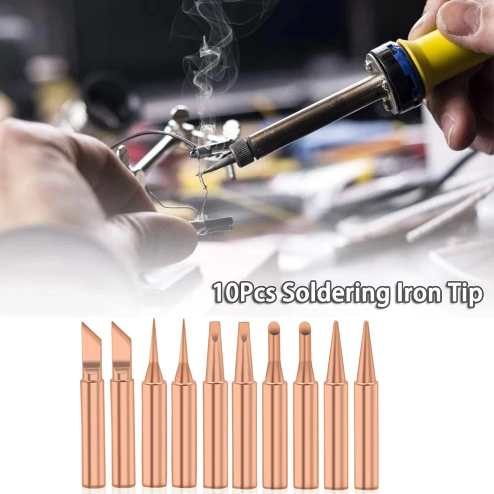

Tips Soldering Iron 10Pcs 900MSoldering Accessories Copper Iron Lead-free Parts Replacement Soldering For 900M-T
