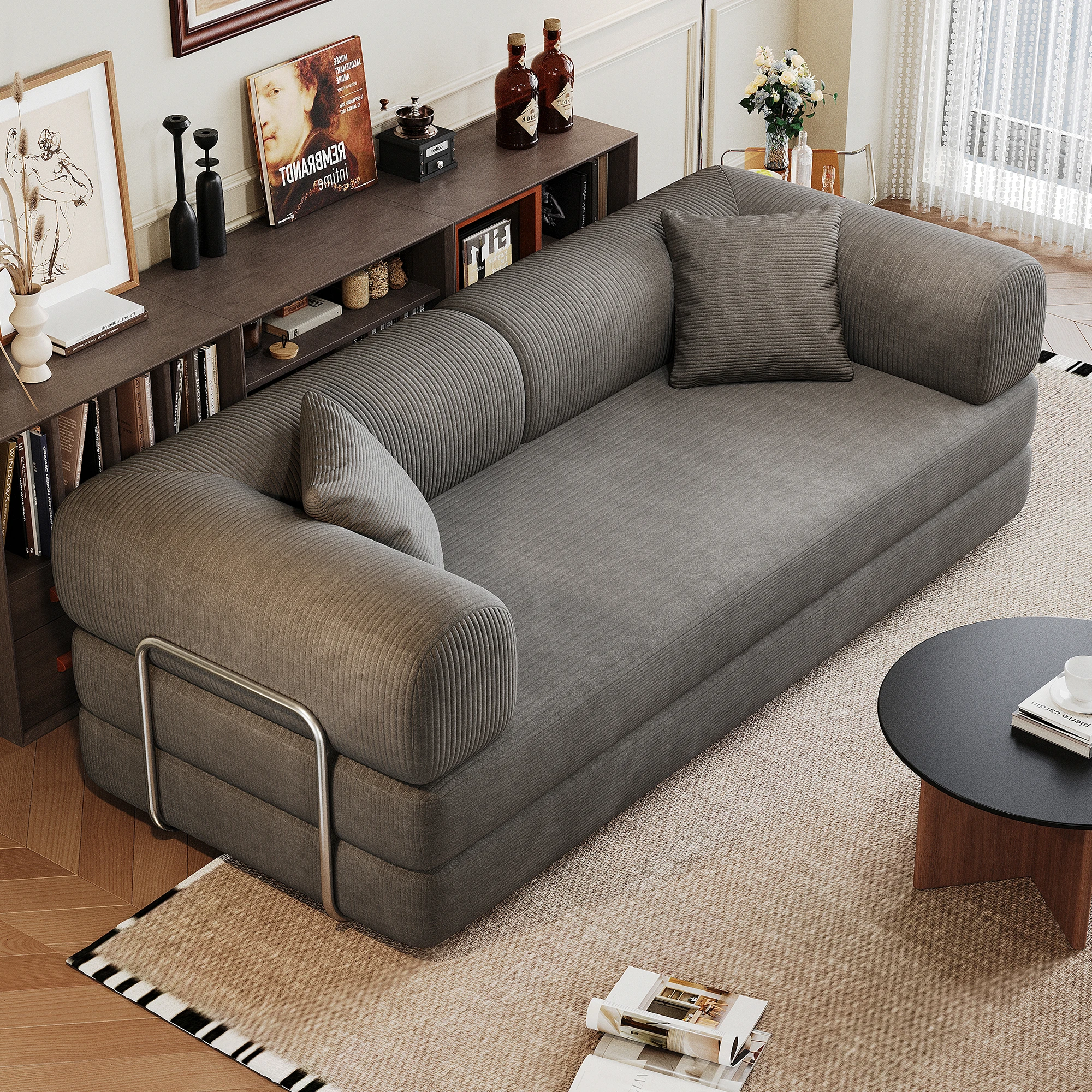 #Cube Design Genuine Leather Fashion Style Long Sofa Bench Solid Wood Frame Foot Stool For Home Bedroom Decor