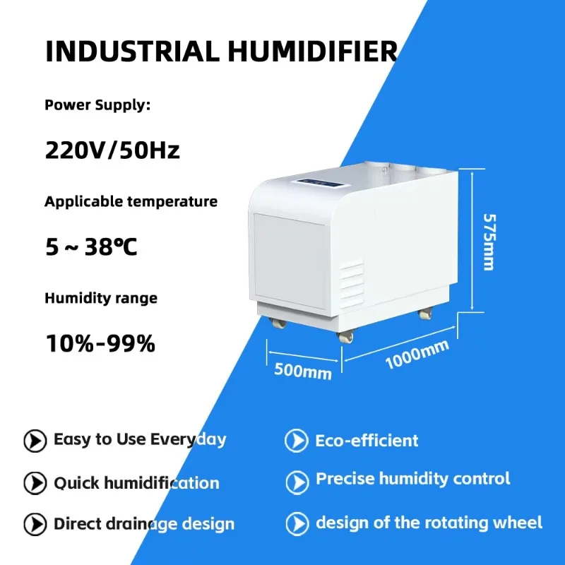 Industrial Ultrasonic Humidifier 50L/H Anti-Static for Electronics Printing Plant Mushroom Grow Room Greenhouse Humidity Control