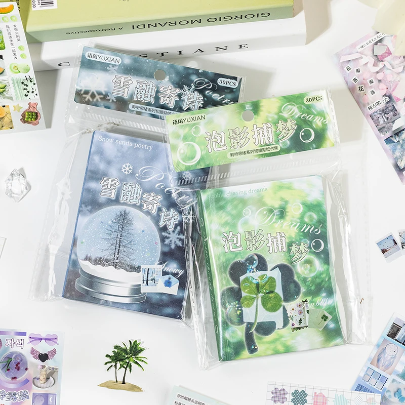 

30 шт., винтажная летняя наклейка, декоративная книга для скрапбукинга, сделай сам, дневник, альбом, журнал, коллаж, ручная учетная запись, наклейки Y2K