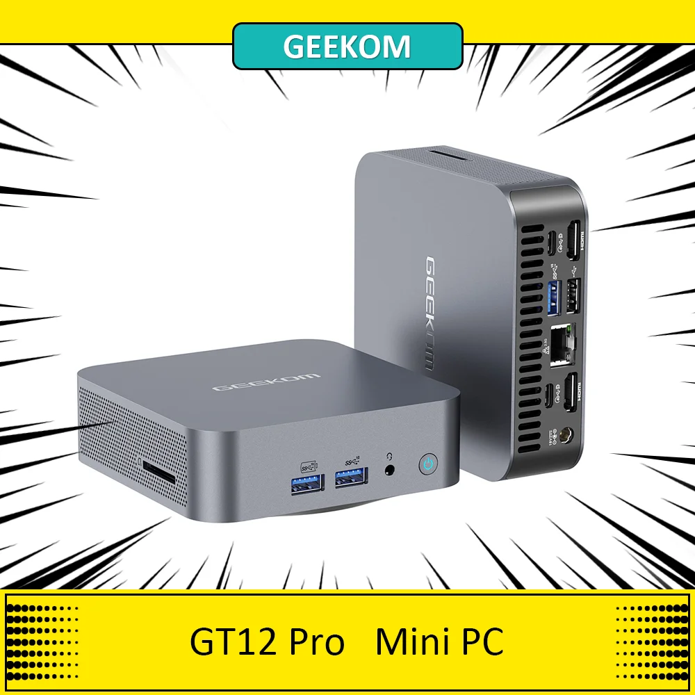 GEEKOM GT12 Pro Mini PC, Intel Core i7-12650H 10 Core Max 4.7GHz, 32GB RAM 1TB SSD, WiFi 6E Bluetooth 5.2, 3*USB 3.2 1*USB 2.0