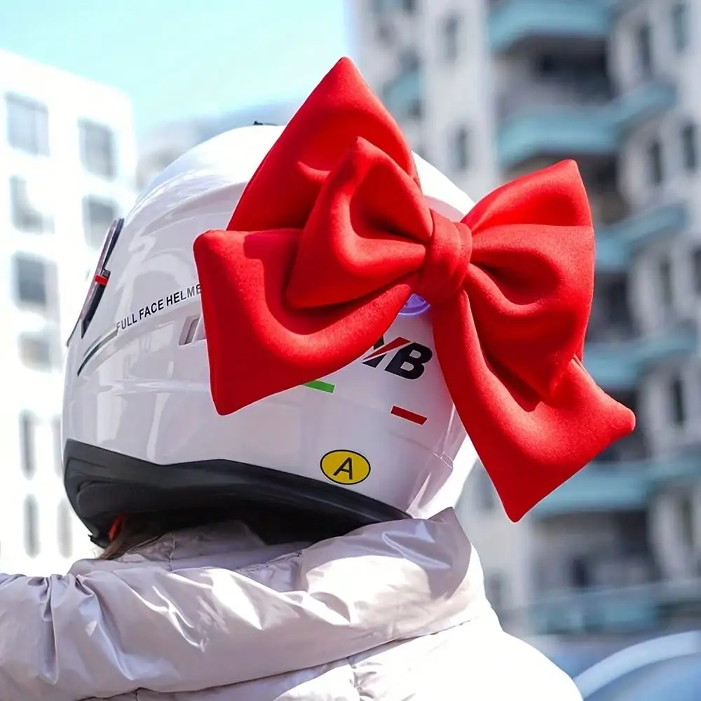 Cute Adjustable Bow Helmet Decor - Polyester Cotton Accessory for Motorcycle/Bike - Universal Fit Gift for Girls