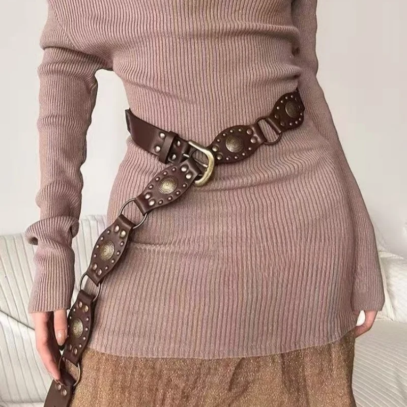 ميراد ريترو برشام حزام المرأة تنوعا نمط العرقية فستان السراويل حزام الألفية حار فتاة تصميم حزام