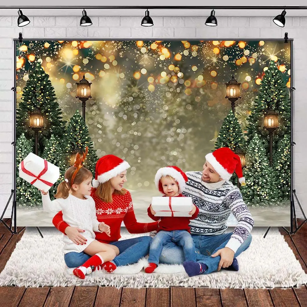 

Christmas House Barn Door Backgrounds Photography Winter Trees Wreath Party Props Kids Famiy Portrait Backdrops Props