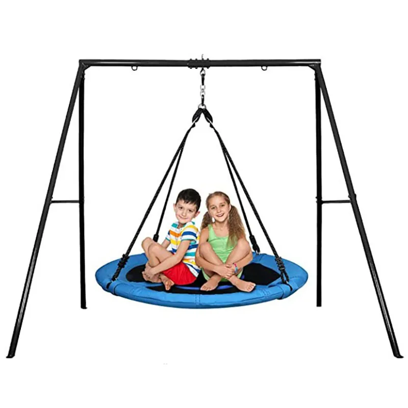 Swing with Stand Outdoor Frame Courtyard Swing Home Patio Garden Furniture Beach Camping Leisure Folding Hammock Swing Chair