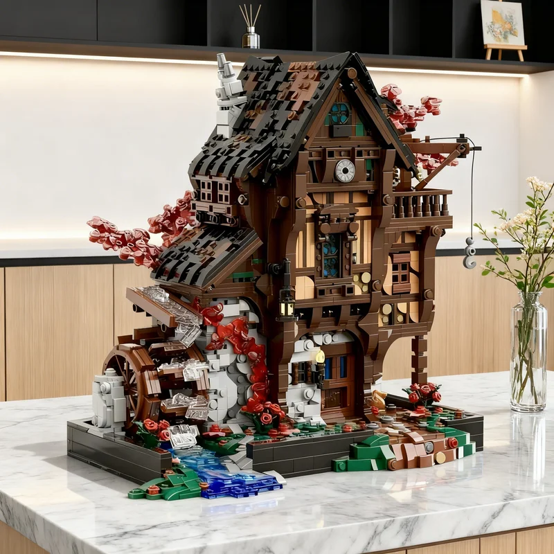 

2717 деталей MOC: Серия «Водяная мельница» — Средневековый замок. Конструктор для самостоятельной сборки. Подарок. Креативный коллекционный декор. Премиум-качество.