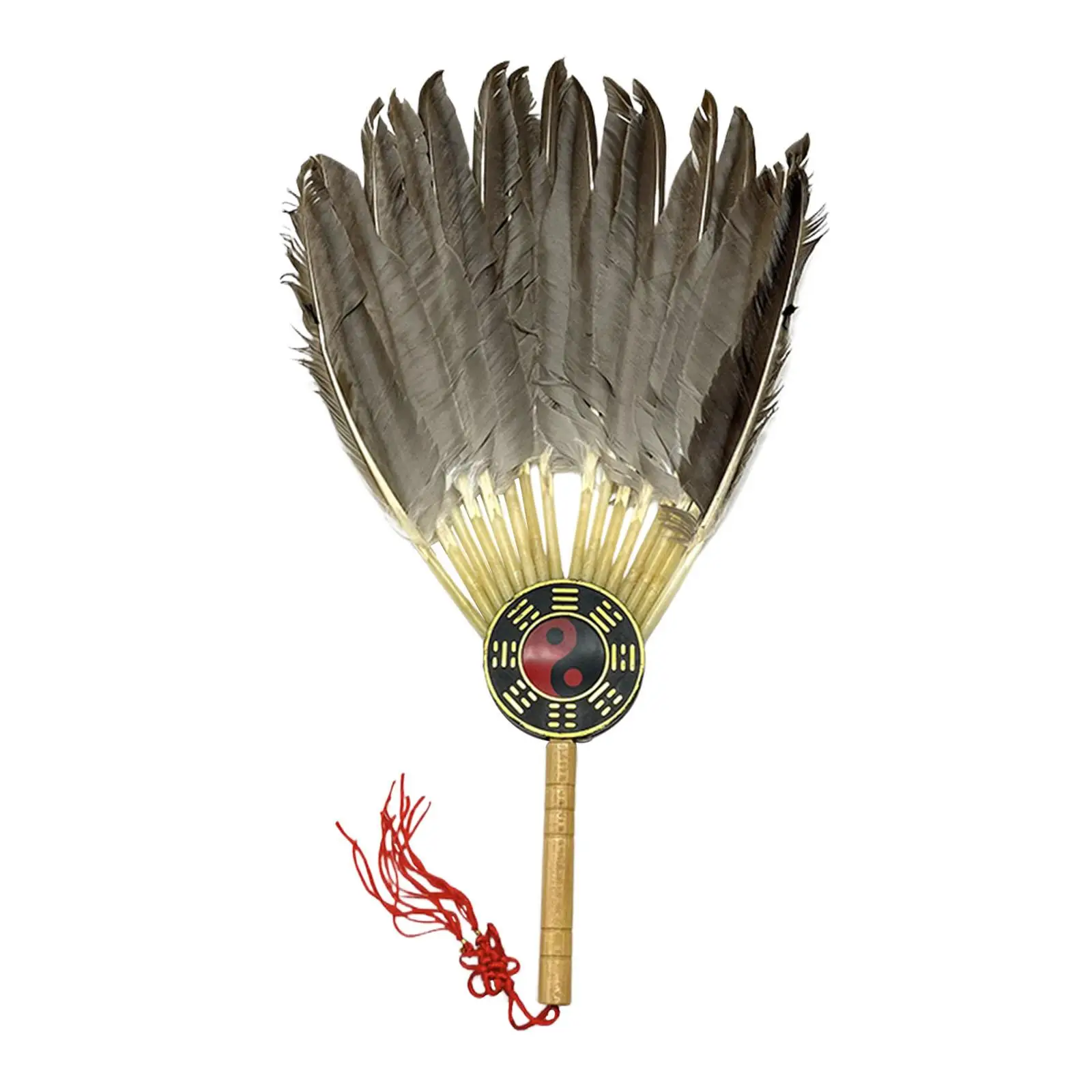 Zhuge Liang Feather Fan Ancient Portable Chinese Summer Fan Large Traditional Hand Fan for Wedding Decor