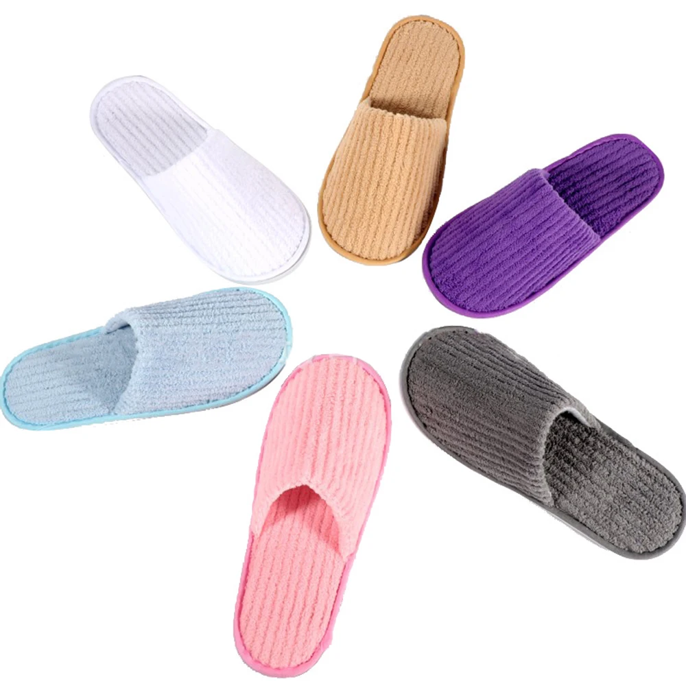 3 Pairs Hotel Travel Disposable Slippers Winter Warm House Spa Slippers Men Women High Quality Nonslip Home Slippers Guest Use