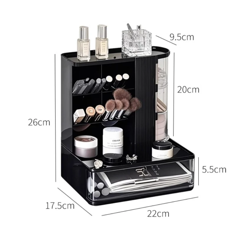 Slanted Multigrid Desktop Cosmetics Makeup Brush Storage Rack Organizer Storage Rack Rotating Drawer-style Dustproof Storage Box