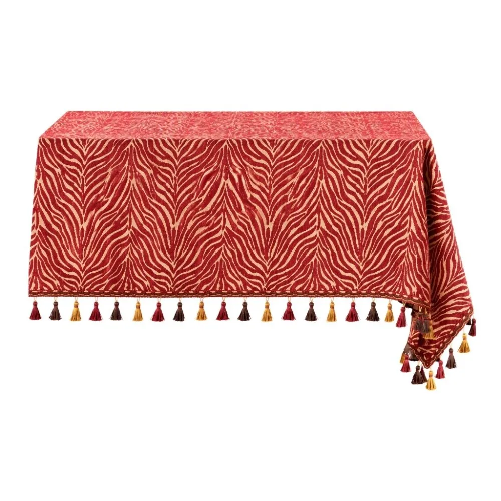 Polyester Cotton Christmas Tablecloth Golden Jacquard Reversible Reversible Table Cover Anti-slip Wear Resistant