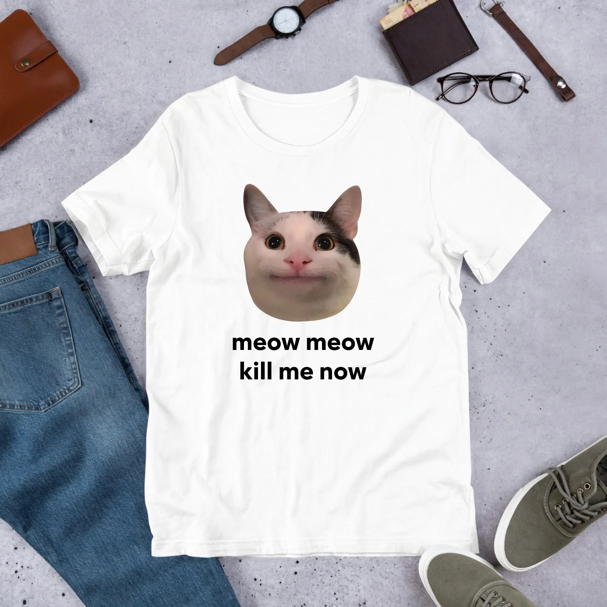 Футболка Meow Meow Kill Me Now Cat для мужчин и женщин, хлопковые футболки с короткими рукавами Y2k, футболка большого размера, забавная рубашка-мем, мужская одежда