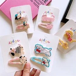 2Pcs Puppy Hair Clip Kitten Cute Funny Hairpin Cartoon Animal Side Broken Hair Duckbilled Clip Hair Accessories