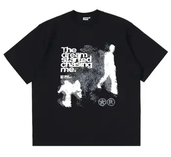 Men Women The Dream Started Chasing Me Print T Shirt Casual Streetwear Crew Neck Short Sleeve Tee Oversized Cotton Blend Top