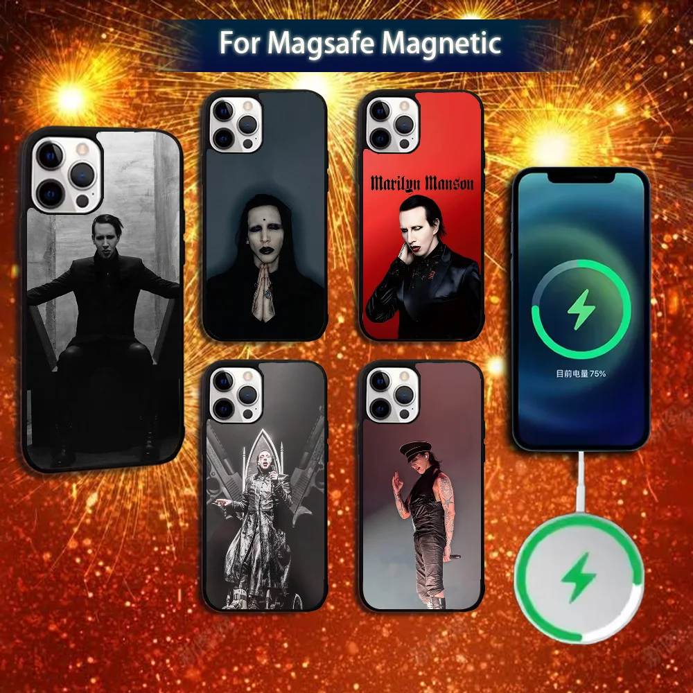 

Singer M-Marilyn Manson-n Phone Case For iPhone 16e,16,15,14,13,12,11,Plus,Pro,Max,Mini Magsafe Magnetic Wireless Charging