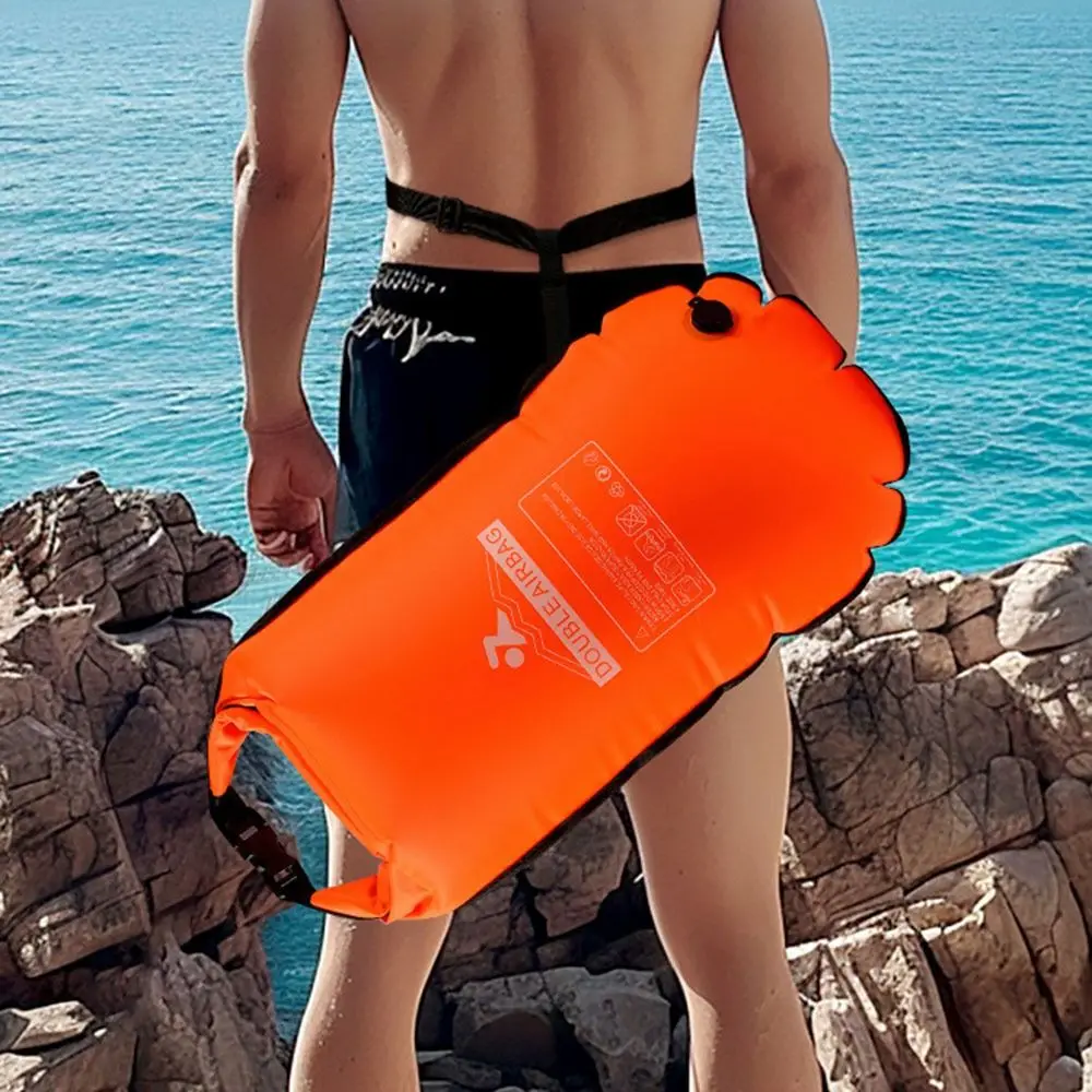 Double Air Bag Inflatable Swimming Buoy Bag Highly Visible Waterproof Tow Float Dry Bag Touch Screen Phone Bag