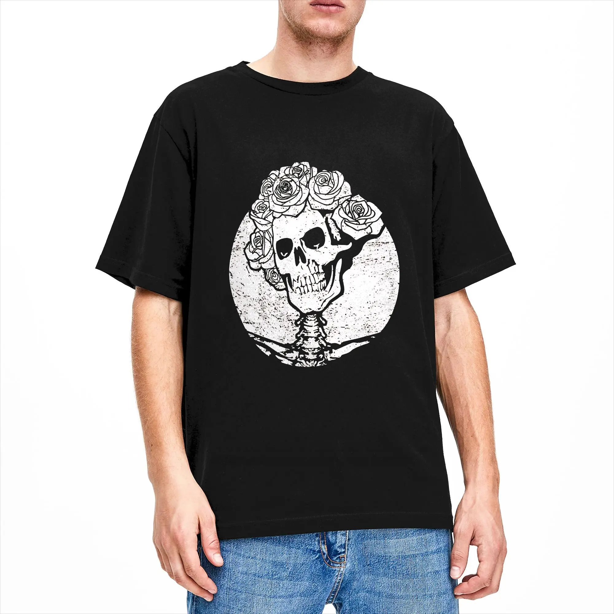 Rock Reel Grateful T-Shirts Men  Cool 100% Cotton Tee Shirt Round Neck Short Sleeve T Shirt Plus Size Clothes